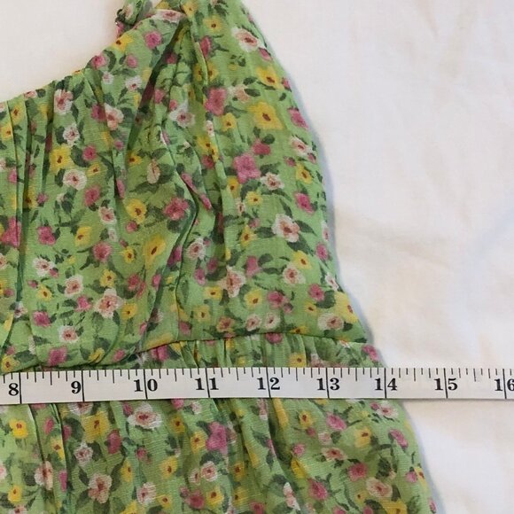 Milk Shop Lime Green Floral Spaghetti Strap Babydoll Summer Top Small - Picture 9 of 13